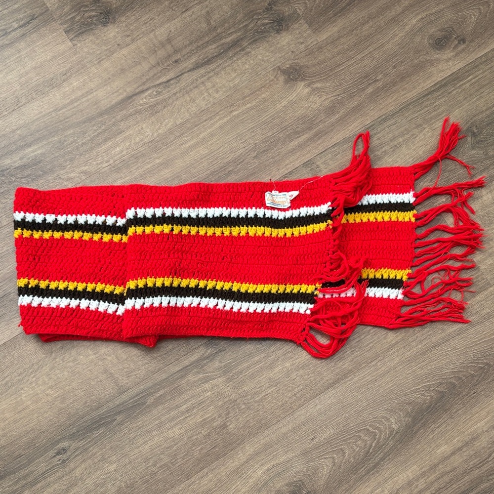 Scarf Exclusive Designs by Donnkenny Handwash Red with Brown Yellow White Stripe